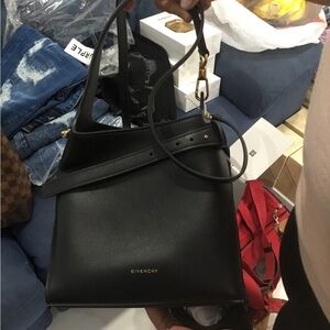 Givenchy Black Leather Shoulder Tote with Gold Hardware